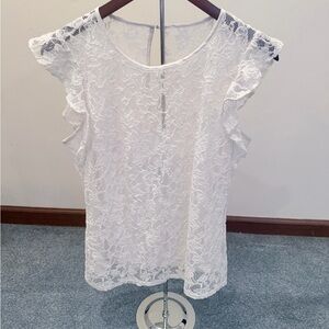 White House Black Market White Lace Blouse